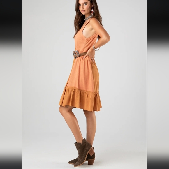 Miss Me Mixed Media Cami Dress Orange Women's Medium NWT - Picture 3 of 9